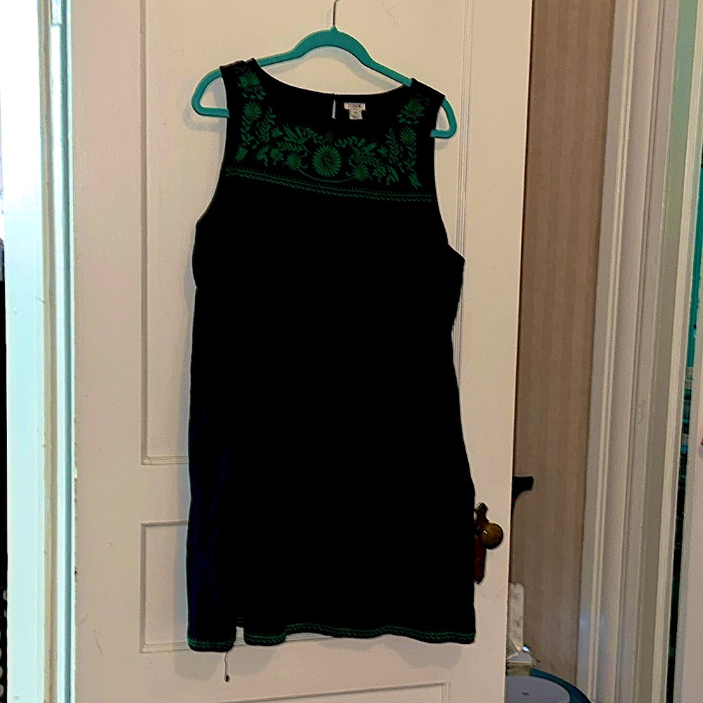 J Crew Linen Embroidered Shift Mini Dress XXL